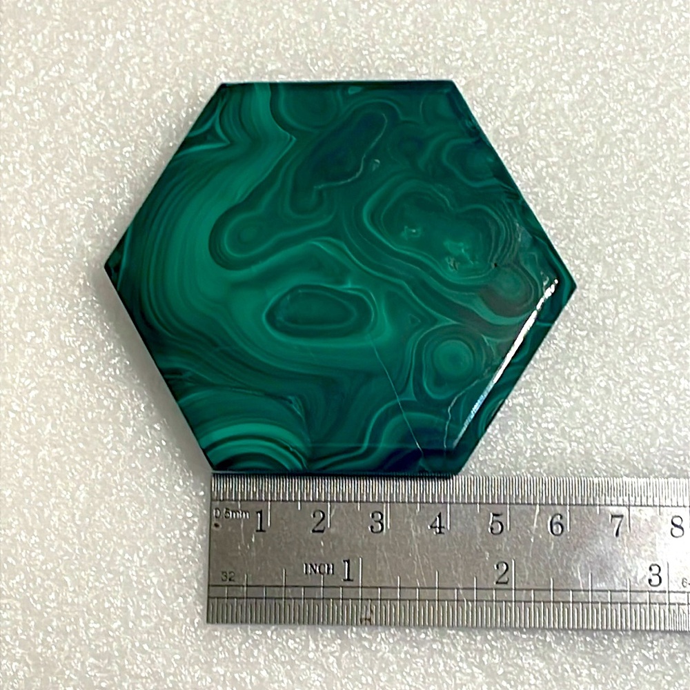 Hexagonal Malachite Riser / Coaster - Picture 2 of 8